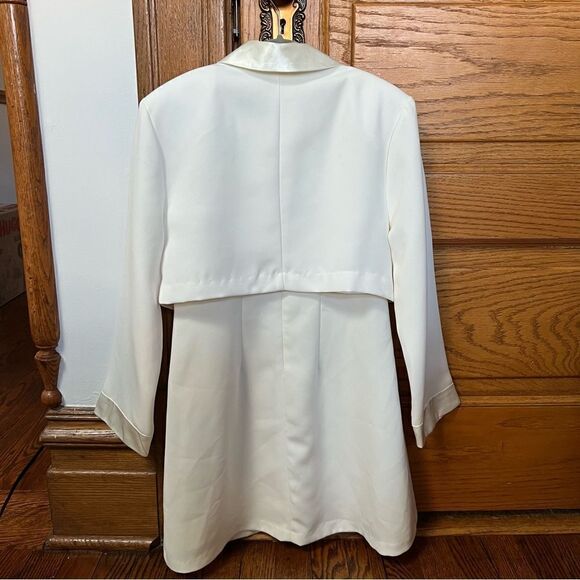 Vintage 1990s y2k Girls Ivory 2 Piece Formal Bow Dress and Jacket Set - Picture 8 of 9